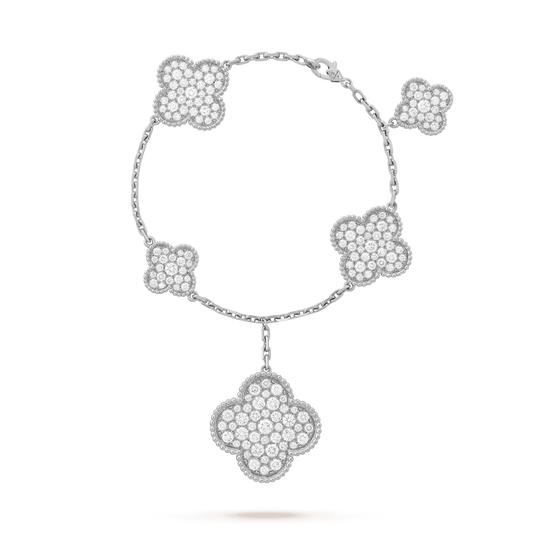 [Luxe Jewels]CLOVER 6 MOTIFS SILVER DIAMOND BRACELET