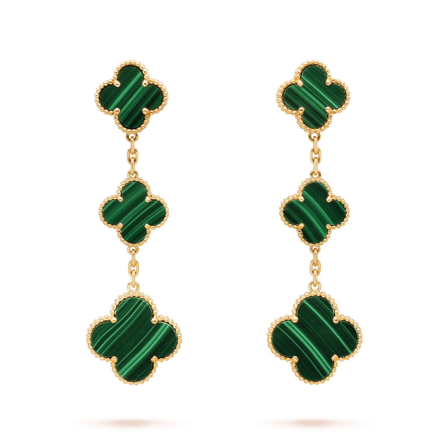 [Luxe Jewels]CLOVER MALACHITE 3 MOTIFS GOLD