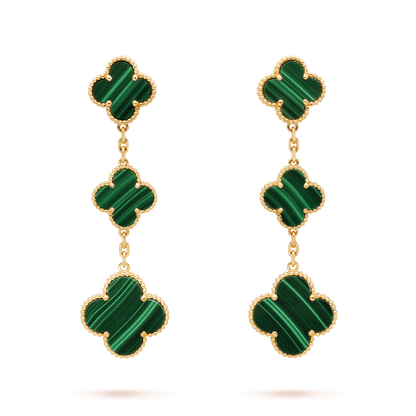 [Luxe Jewels]CLOVER MALACHITE 3 MOTIFS GOLD