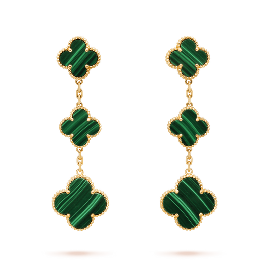 [Luxe Jewels]CLOVER MALACHITE 3 MOTIFS GOLD