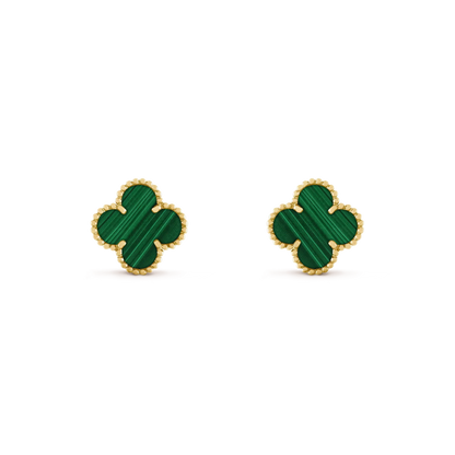 [Luxe Jewels]CLOVER MEDIUM 1 MOTIFS MALACHITE  EARRINGS