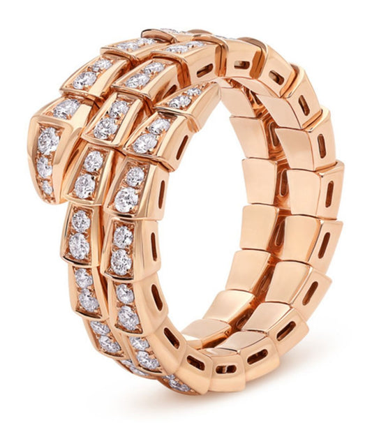 [MERA]SERPENTI RING ROSGOLD DIAMANT DOPPELREIHIG