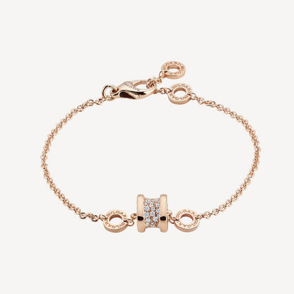 [Luxe Jewels]ZERO 1 SOFT PINK GOLD WITH PAVED DIAMONDS ON THE SPIRAL BRACELET