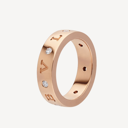 [Luxe Jewels]ZERO 1 ESSENTIAL PINK GOLD BAND WITH DIAMONDS RING