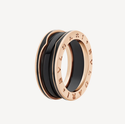 [Luxe Jewels]ZERO 1 TWO-BAND WITH MATTE BLACK CERAMIC PINK GOLD RING