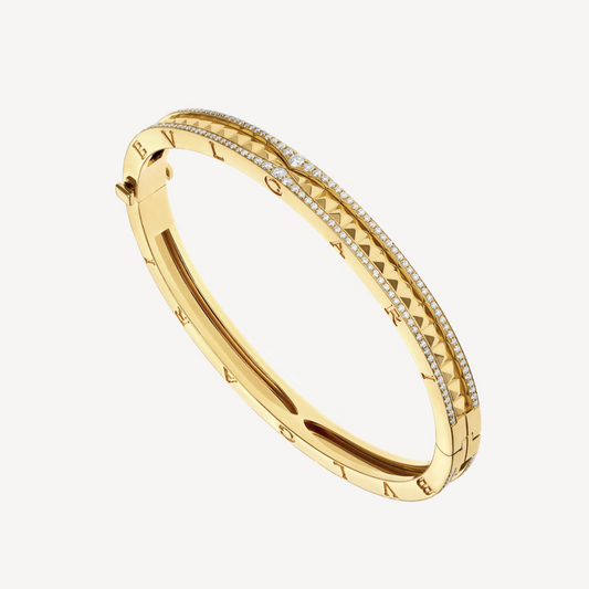 [Luxe Jewels]ZERO 1 SPIRAL AND PAVED DIAMOND GOLD BRACELET