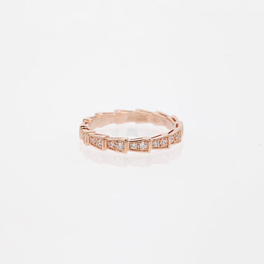 [Luxe Jewels]SERPENTI RING PINK GOLD DIAMOND PAVED 3MM