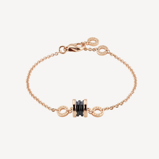 [Luxe Jewels]ZERO 1 SOFT PINK GOLD AND BLACK CERAMIC BRACELET