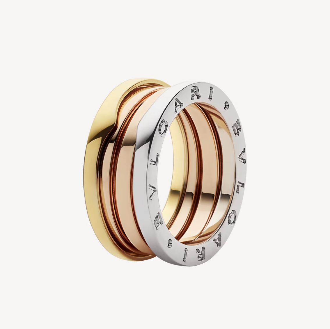 [Luxe Jewels]ZERO 1 THREE-BAND ROSE WHITE AND YELLOW RING