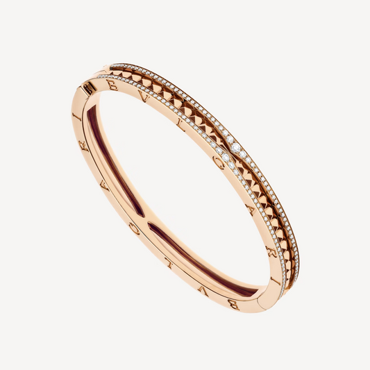 [Luxe Jewels]ZERO 1 SPIRAL AND PAVED DIAMOND PINK GOLD BRACELET