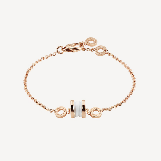 [Luxe Jewels]ZERO 1 SOFT PINK GOLD AND WHITE CERAMIC BRACELET