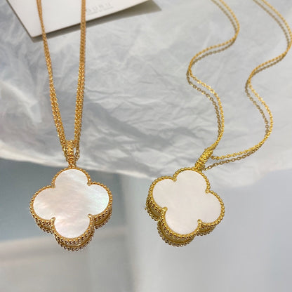 [Luxe Jewels]CLOVER 25MM MOP LARGE PENDANT NECKLACE