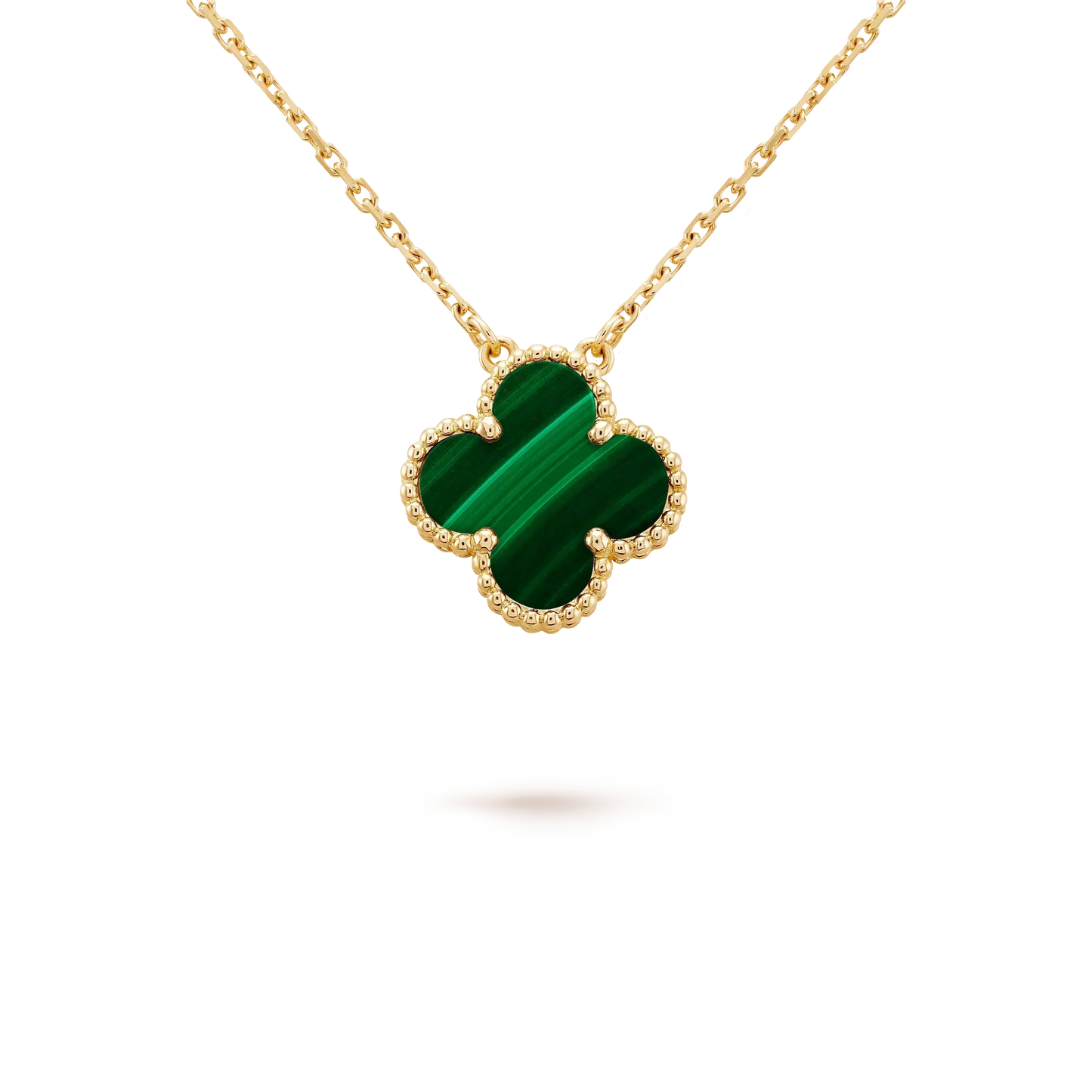 [Luxe Jewels]CLOVER 15MM MALACHITE SINGLE FLOWER  NECKLACE