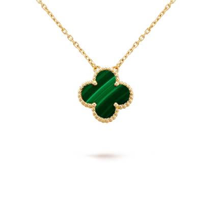 [Luxe Jewels]CLOVER 15MM MALACHITE SINGLE FLOWER  NECKLACE