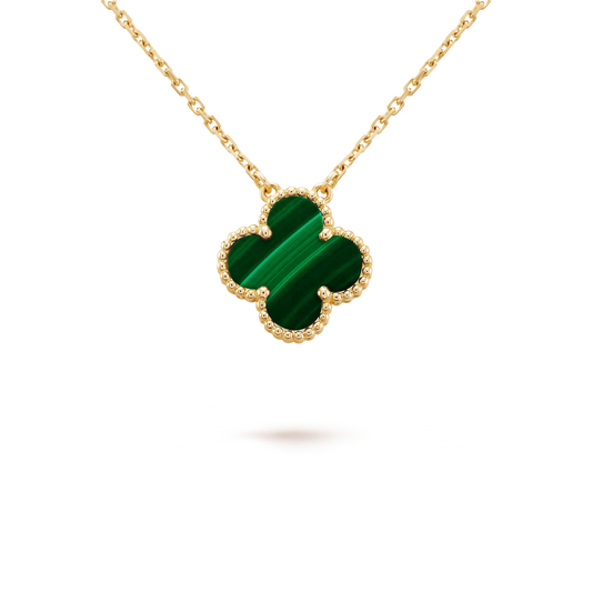 [Luxe Jewels]CLOVER 15MM MALACHITE SINGLE FLOWER  NECKLACE