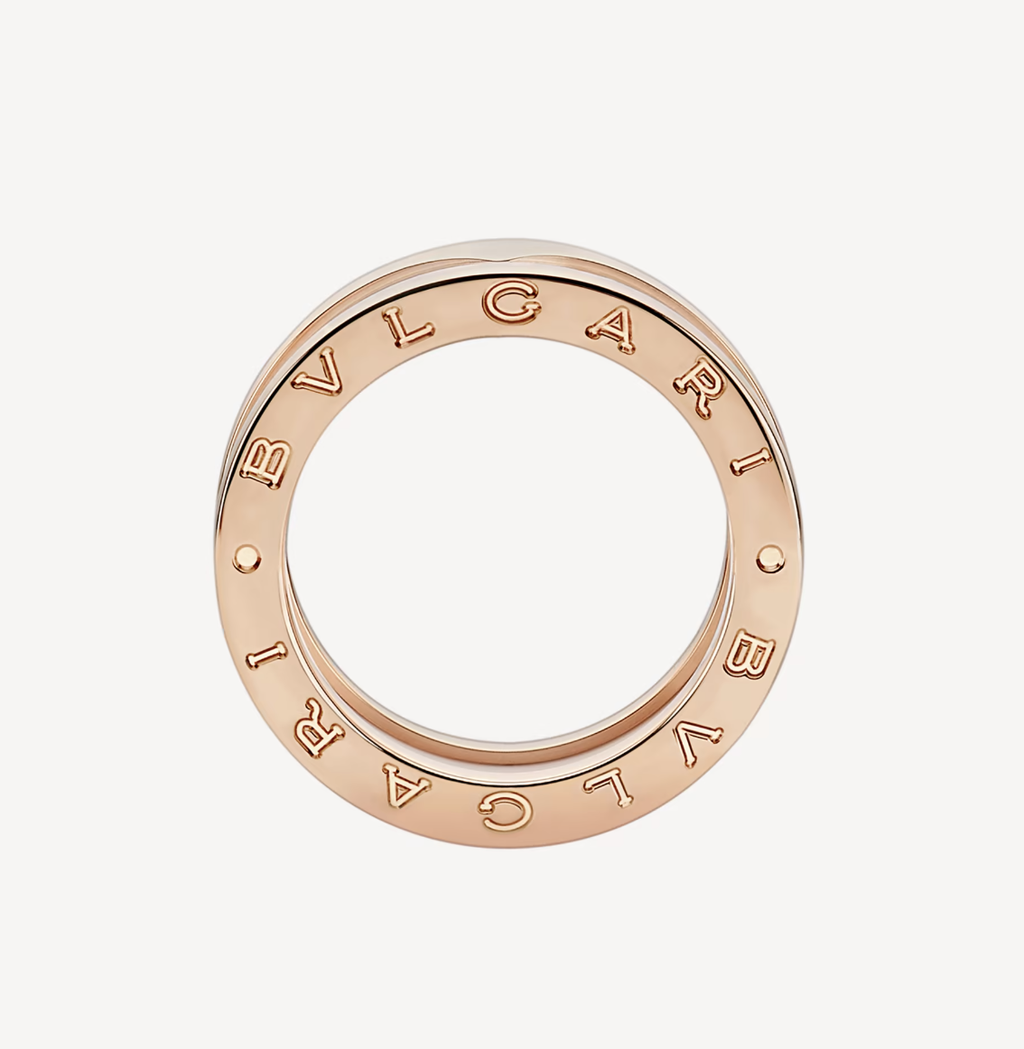 [Luxe Jewels]ZERO 1 TWO-BAND LOOPS AND WHITE CERAMIC SPIRAL PINK GOLD RING