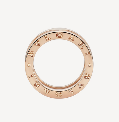 [Luxe Jewels]ZERO 1 TWO-BAND LOOPS AND WHITE CERAMIC SPIRAL PINK GOLD RING