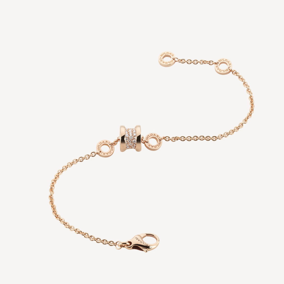 [Luxe Jewels]ZERO 1 SOFT PINK GOLD WITH PAVED DIAMONDS ON THE SPIRAL BRACELET