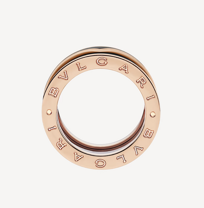 [Luxe Jewels]ZERO 1 TWO-BAND WITH MATTE BLACK CERAMIC PINK GOLD RING