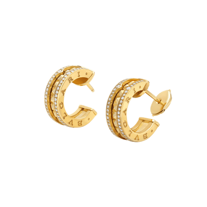 [Luxe Jewels]ZERO 1 ROCK GOLD EARRINGS WITH STUDDED SPIRAL AND PAVED DIAMONDS