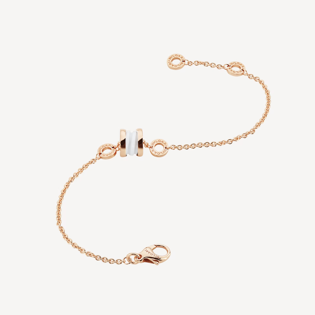 [Luxe Jewels]ZERO 1 SOFT PINK GOLD AND WHITE CERAMIC BRACELET