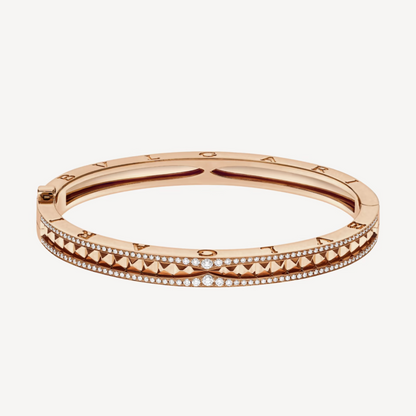 [Luxe Jewels]ZERO 1 SPIRAL AND PAVED DIAMOND PINK GOLD BRACELET