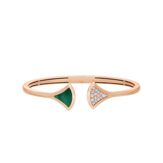 [Luxe Jewels]DREAM BRACELET OPEN MALACHITE PINK GOLD