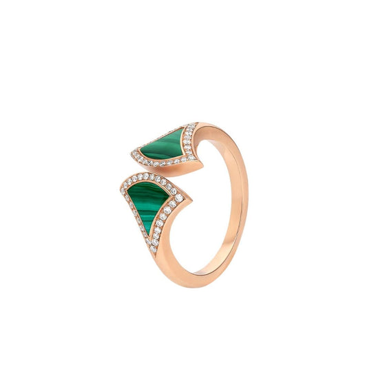 [Luxe Jewels]DREAM MALACHITE DIAMOND OPEN RING