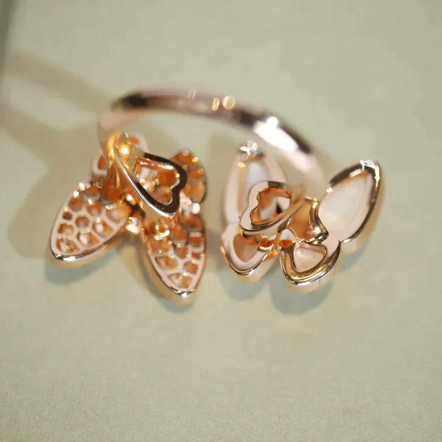 [Luxe Jewels]TWIN BUTTERFLY DIAMOND MOP RING