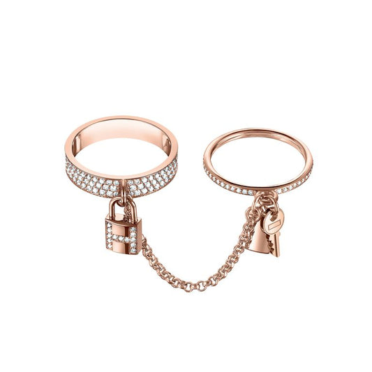 [Luxe Jewels]HM KELLY CLOCHETTE DOUBLE RING IN ROSE GOLD WITH DIAMONDS