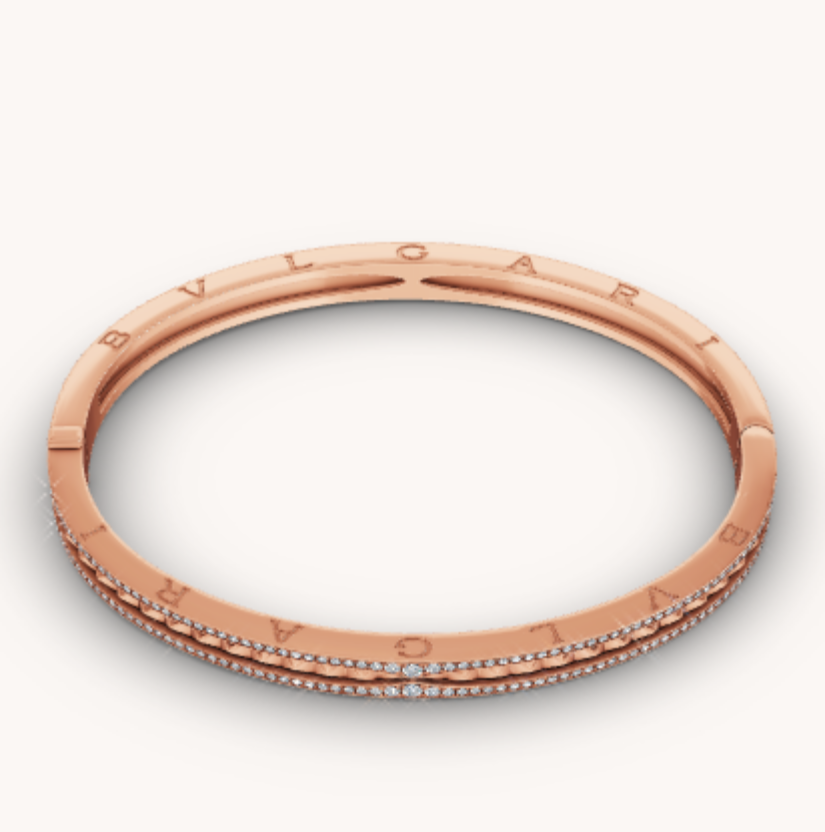 [Luxe Jewels]ZERO 1 SPIRAL AND PAVED DIAMOND PINK GOLD BRACELET