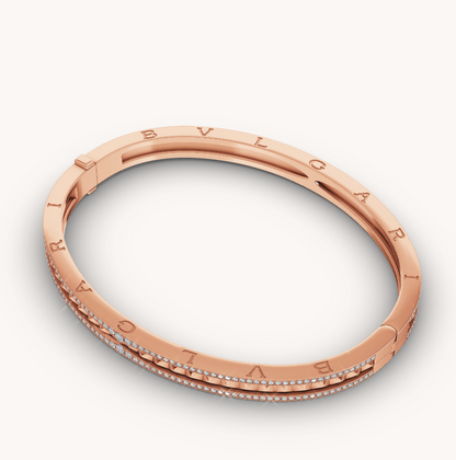 [Luxe Jewels]ZERO 1 SPIRAL AND PAVED DIAMOND PINK GOLD BRACELET