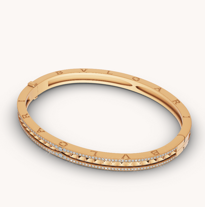 [Luxe Jewels]ZERO 1 SPIRAL AND PAVED DIAMOND GOLD BRACELET