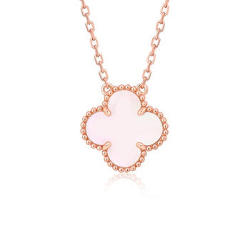 [Luxe Jewels]CLOVER 15MM PINK MOTHER-OF-PEARL SINGLE FLOWER NECKLACE