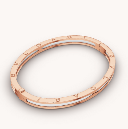 [Luxe Jewels]ZERO 1 PINK GOLD WITH WHITE CERAMIC BRACELET