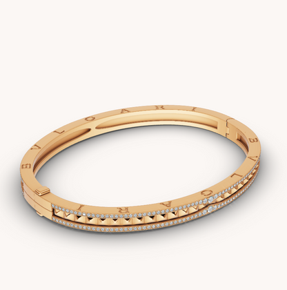 [Luxe Jewels]ZERO 1 SPIRAL AND PAVED DIAMOND GOLD BRACELET