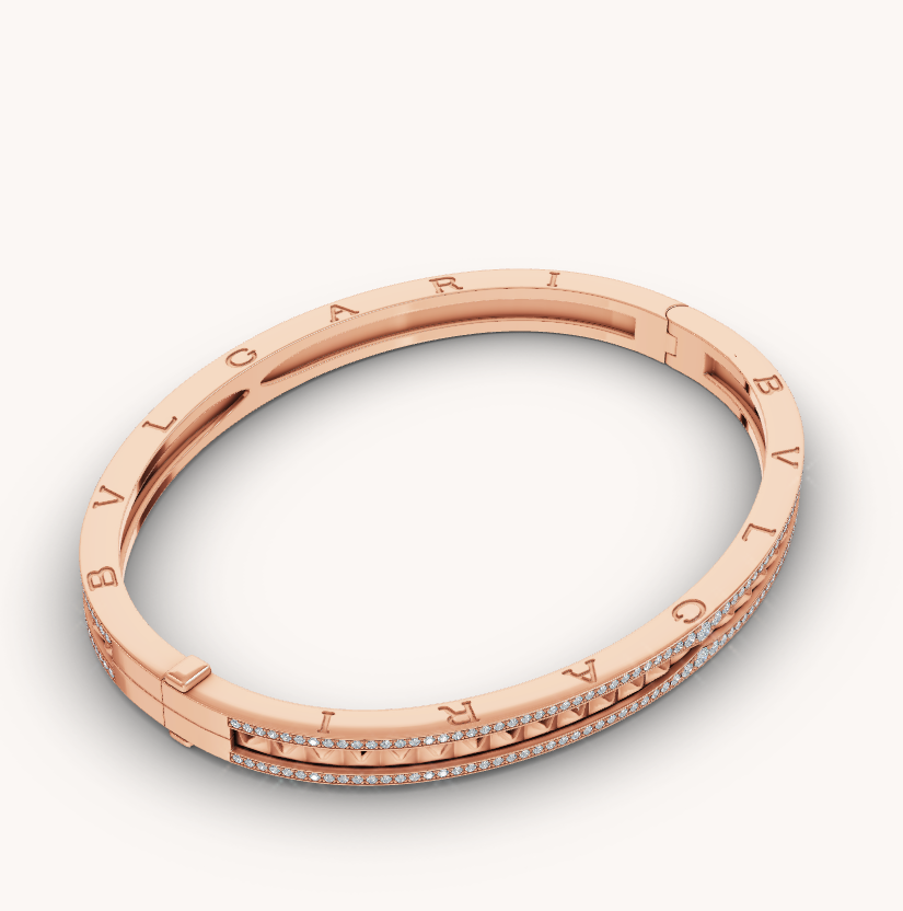 [Luxe Jewels]ZERO 1 SPIRAL AND PAVED DIAMOND PINK GOLD BRACELET