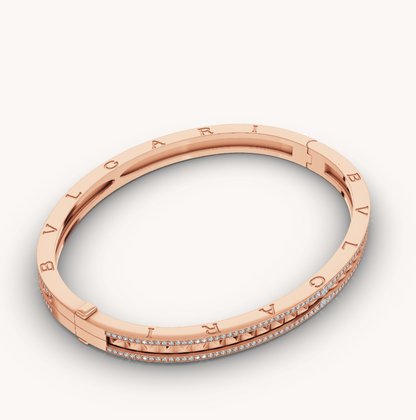 [Luxe Jewels]ZERO 1 SPIRAL AND PAVED DIAMOND PINK GOLD BRACELET