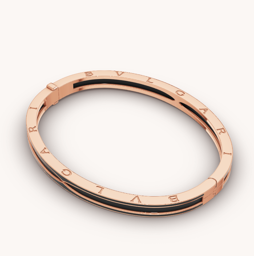 [Luxe Jewels]ZERO 1 PINK GOLD WITH MATTE BLACK CERAMIC BRACELET