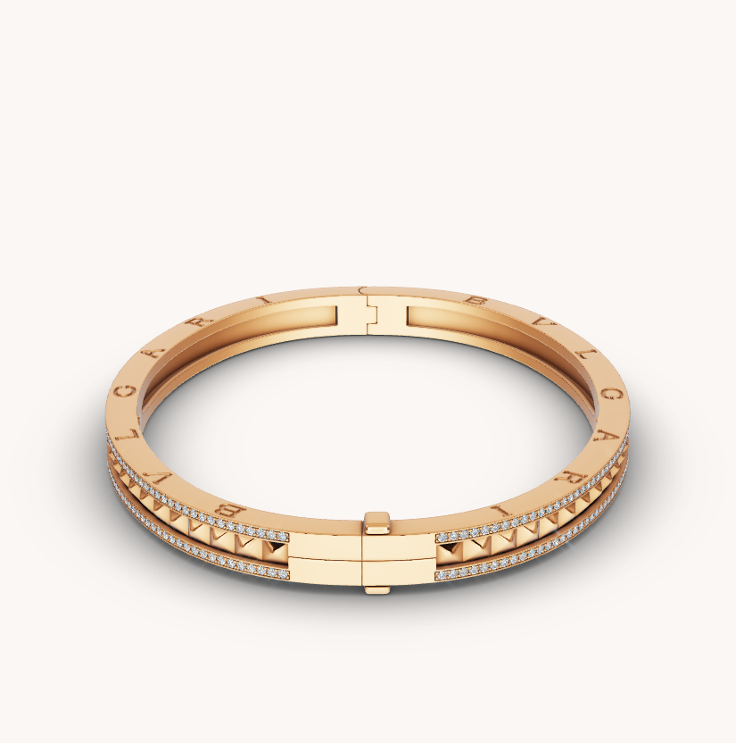 [Luxe Jewels]ZERO 1 SPIRAL AND PAVED DIAMOND GOLD BRACELET