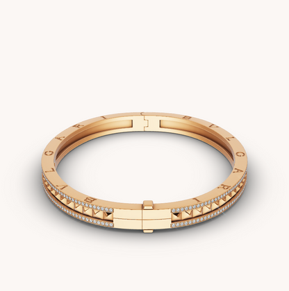 [Luxe Jewels]ZERO 1 SPIRAL AND PAVED DIAMOND GOLD BRACELET