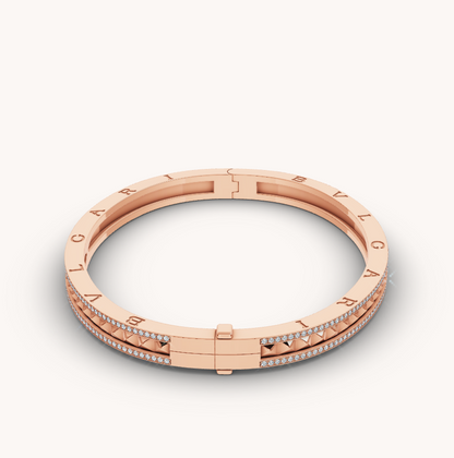 [Luxe Jewels]ZERO 1 SPIRAL AND PAVED DIAMOND PINK GOLD BRACELET