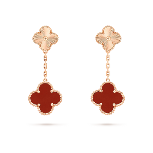 [Luxe Jewels]CLOVER 2 MOTIF  LASER CARNELIAN EARRINGS