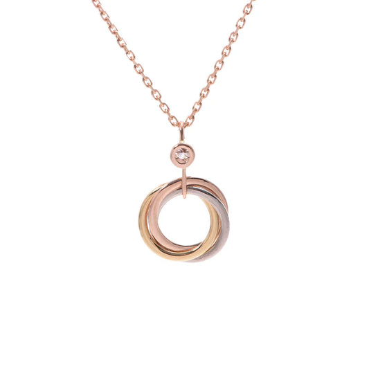 [Luxe Jewels]TRINITY SILVER GOLD PINK GOLD NECKLACE