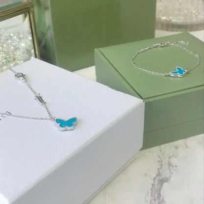 [Luxe Jewels]BUTTERFLY TURQUOISE BUTTERFLY BRACELET SILVER