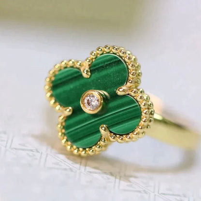 [Luxe Jewels]CLOVER MALACHITE RING GOLD DIAMOND