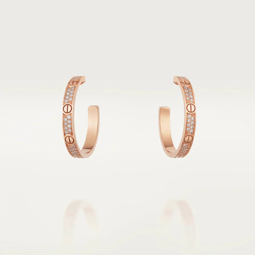 [Luxe Jewels]LOVE DIAMOND PINK GOLD HOOP EARRINGS