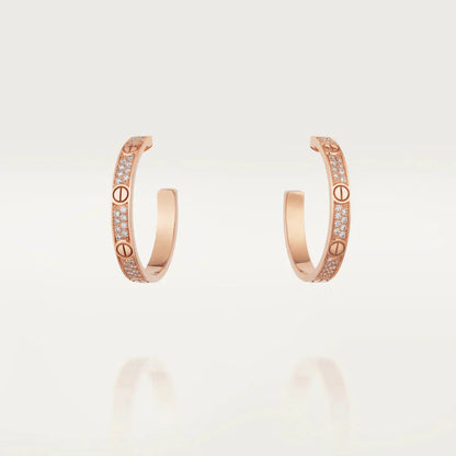 [Luxe Jewels]LOVE DIAMOND PINK GOLD HOOP EARRINGS