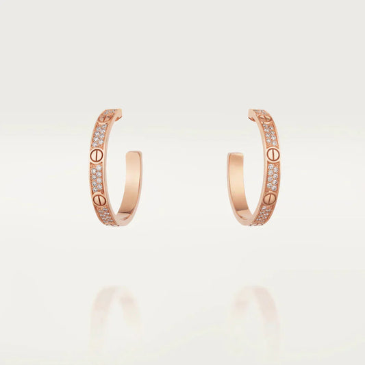 [Luxe Jewels]LOVE DIAMOND PINK GOLD HOOP EARRINGS