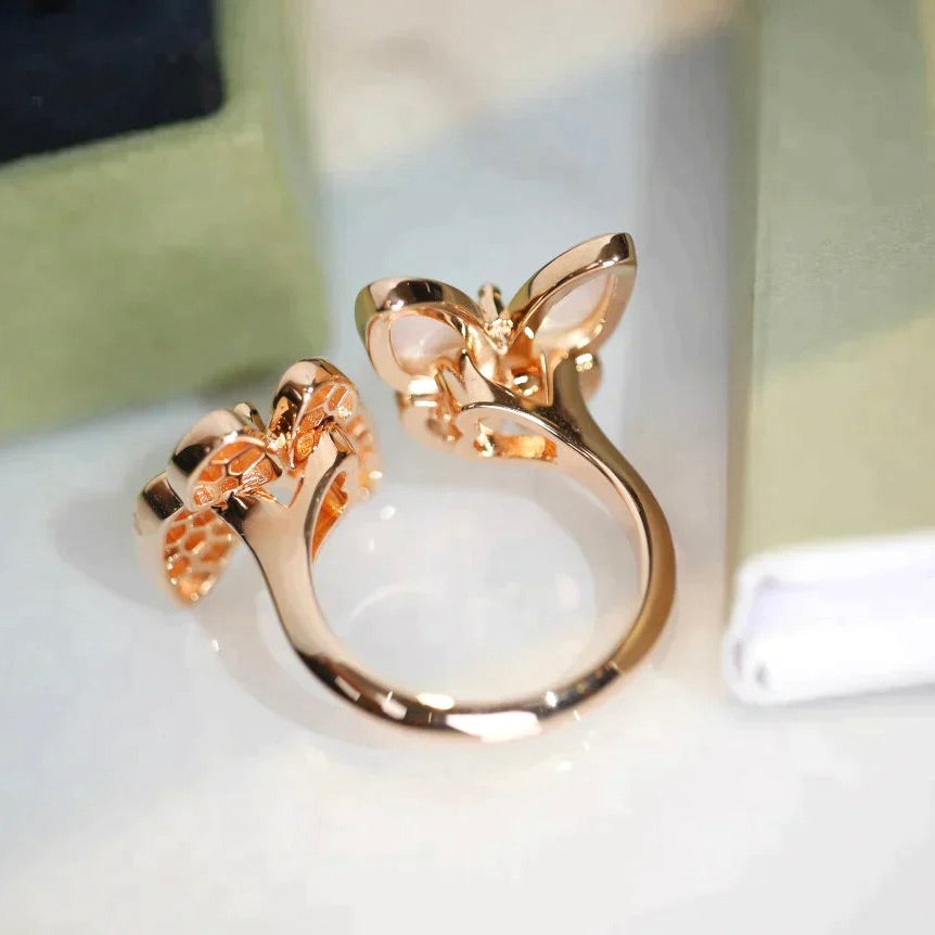 [Luxe Jewels]TWIN BUTTERFLY DIAMOND MOP RING